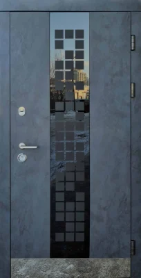 Вхідні двері Q-DOORS Сіті FORT M Тріо бетон антрацит біле дерево