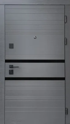 Вхідні двері Q-DOORS Сіметрія FORT M Тріо титан шелл горизонт