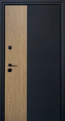Вхідні двері Q-DOORS Lama Duality LAMA приховані завіси Дуб + софт чорний мат біла