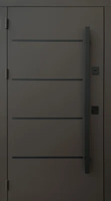 Вхідні двері Q-DOORS Горизонт 3К ручка DMD 8019 Street HYBRID терморозрив фарба 8019 дуб темний